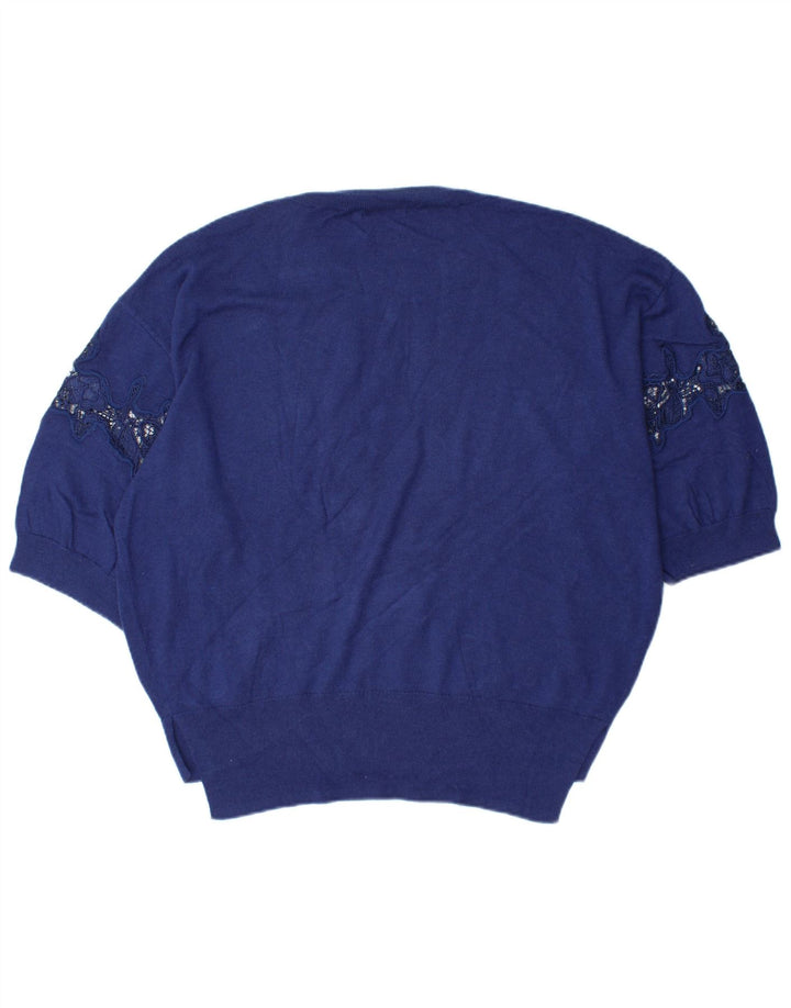 MASSIMO DUTTI Женский свободный джемпер с круглым вырезом UK 14 Средний синий