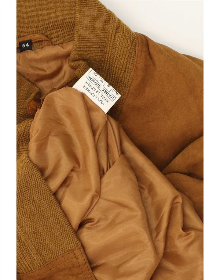 Винтажная мужская замшевая куртка-бомбер IT 54 2XL Коричневая кожаная