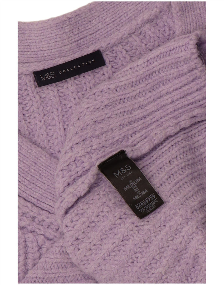 Женский свободный джемпер с v-образным вырезом Marks & Spencer UK 14, средний фиолетовый