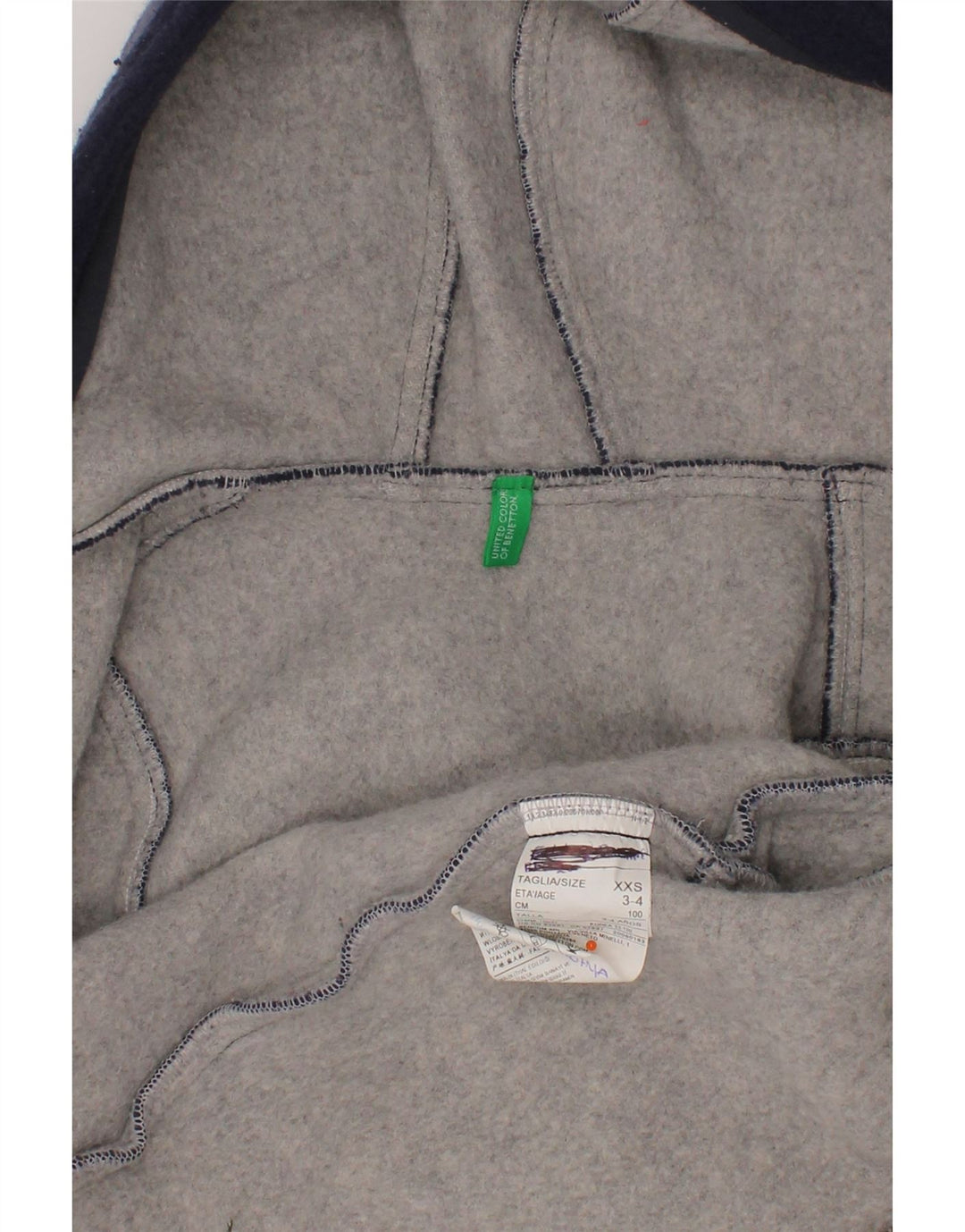 Дафлкот Benetton с капюшоном для мальчиков 3–4 лет XS, темно-синий, шерсть