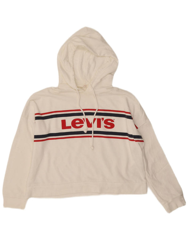 Женский джемпер с капюшоном оверсайз с графическим рисунком Levi's UK 10, маленький, в белую полоску