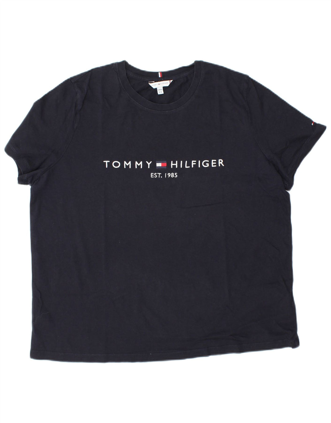 TOMMY HILFIGER Женская футболка с рисунком Top UK 18 XL Темно-синий хлопок