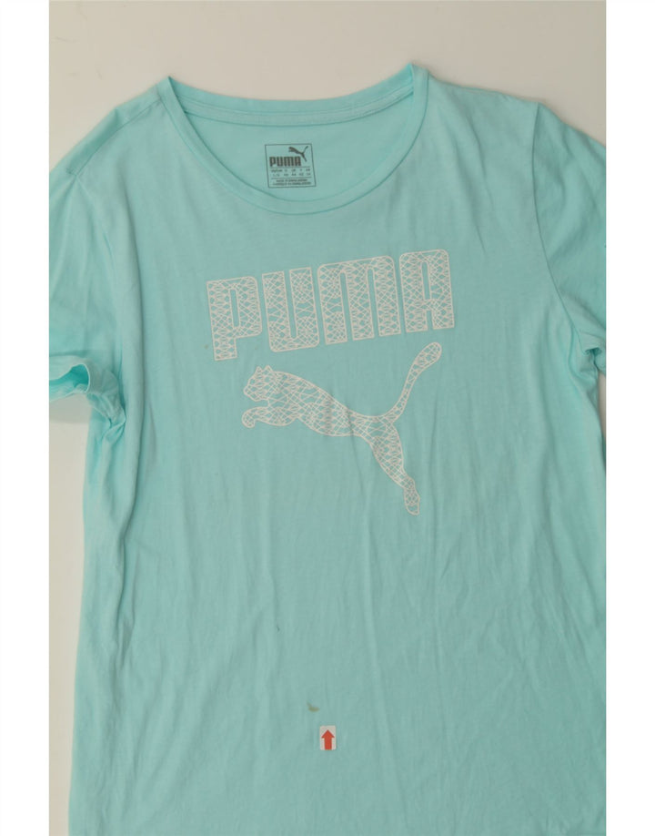 PUMA Womens Graphic T-Shirt Top UK 14 Large Turquoise Vintage Puma and Second-Hand Puma from Messina Hembry 