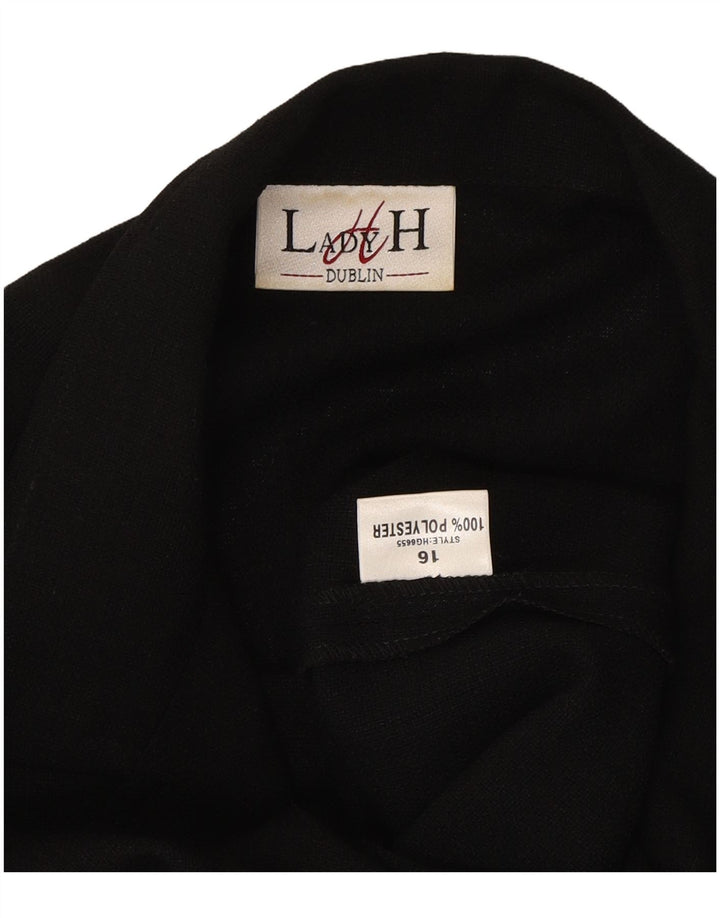 LADY H. Womens Short Sleeve Blazer Jacket UK 16 Large Black Polyester