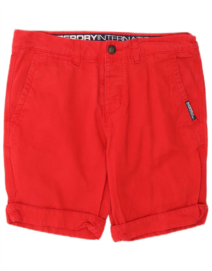 SUPERDRY Мужские шорты чинос среднего размера W32 Красный хлопок