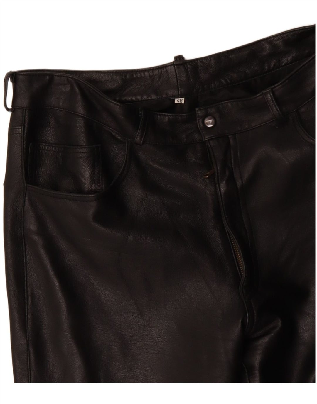 VINTAGE Мужские прямые кожаные укороченные брюки IT 48 Medium W34 L25 Черные