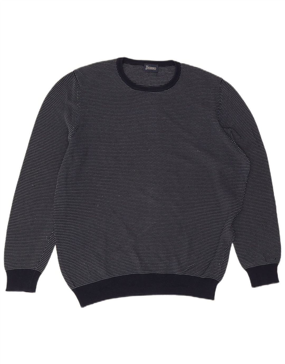 HERNO Мужской свитер с круглым вырезом IT 52 Большой Темно-Синий Хлопок
