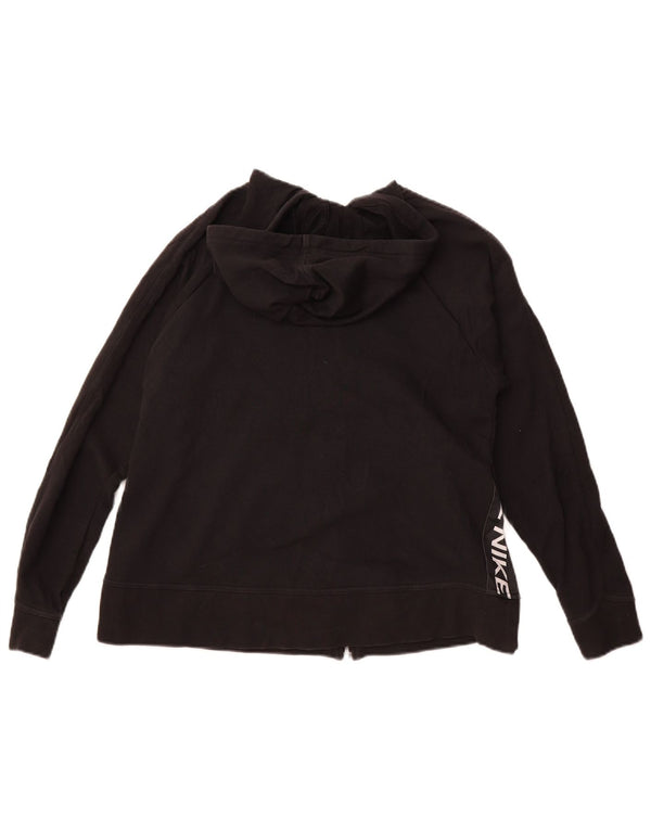 Nike Womens Dri Fit Graphic Zip Hoodie Sweater UK 6 XS Black Cotton
