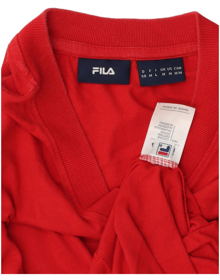 Мужская футболка Fila Top среднего красного цвета из хлопка