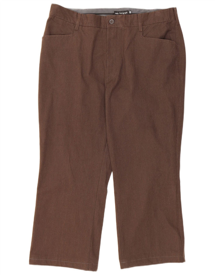 Женские повседневные брюки Marks & Spencer с автографом W38 L24 коричневые в тонкую полоску