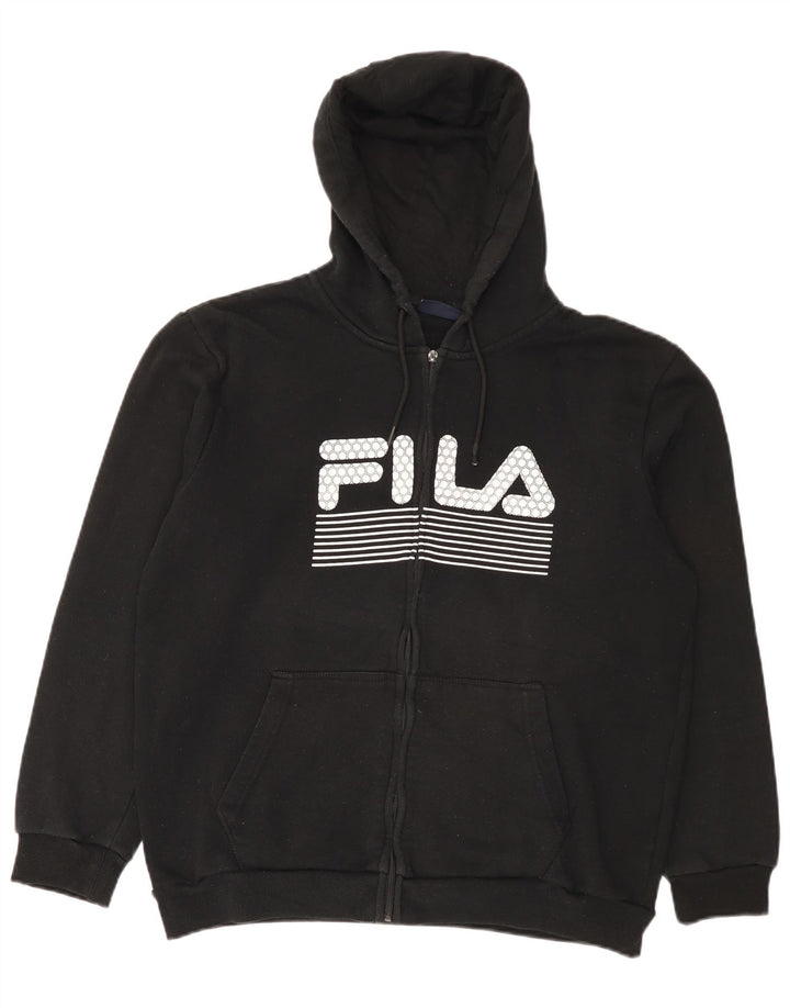 Fila Мужской свитер с капюшоном и молнией с графическим рисунком XL, черный полиэстер