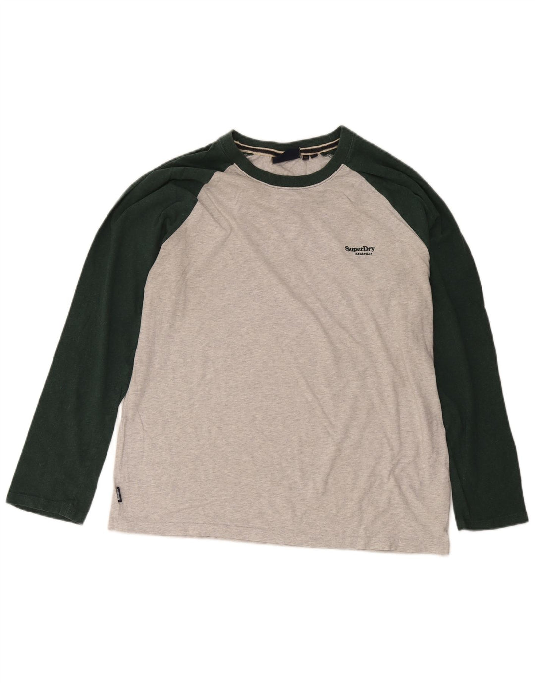 Мужской топ Superdry с длинным рукавом 2XL, серый хлопок с цветными блоками