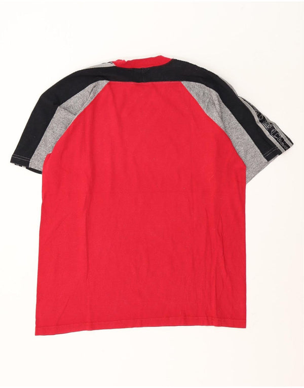 Champion Mens Graphic T-Shirt Top Large Red Colourblock Cotton
