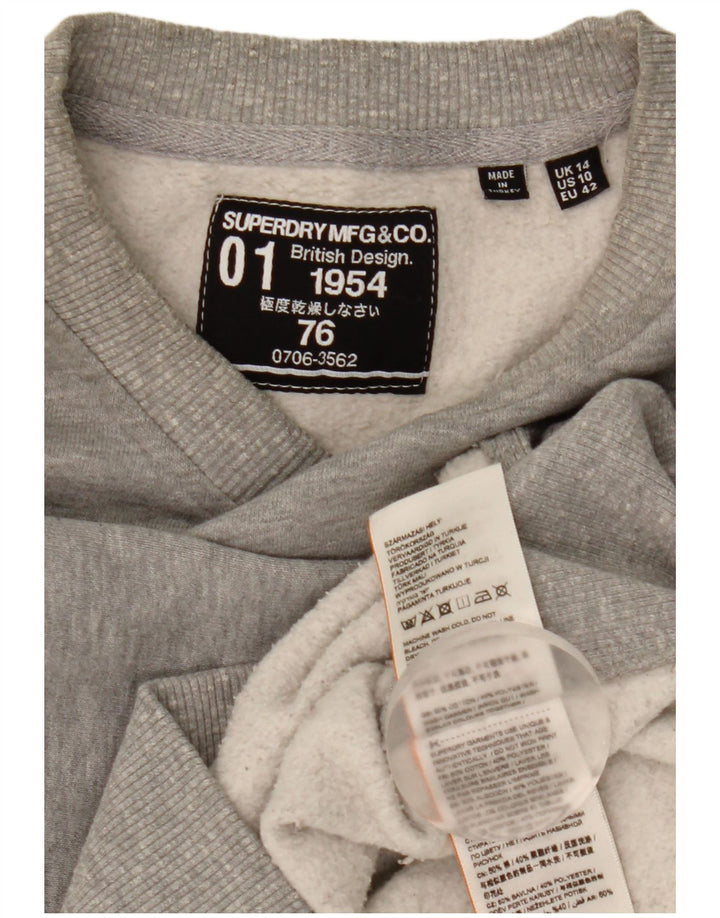 Женский джемпер оверсайз с рисунком Superdry UK 14, большой серый хлопок