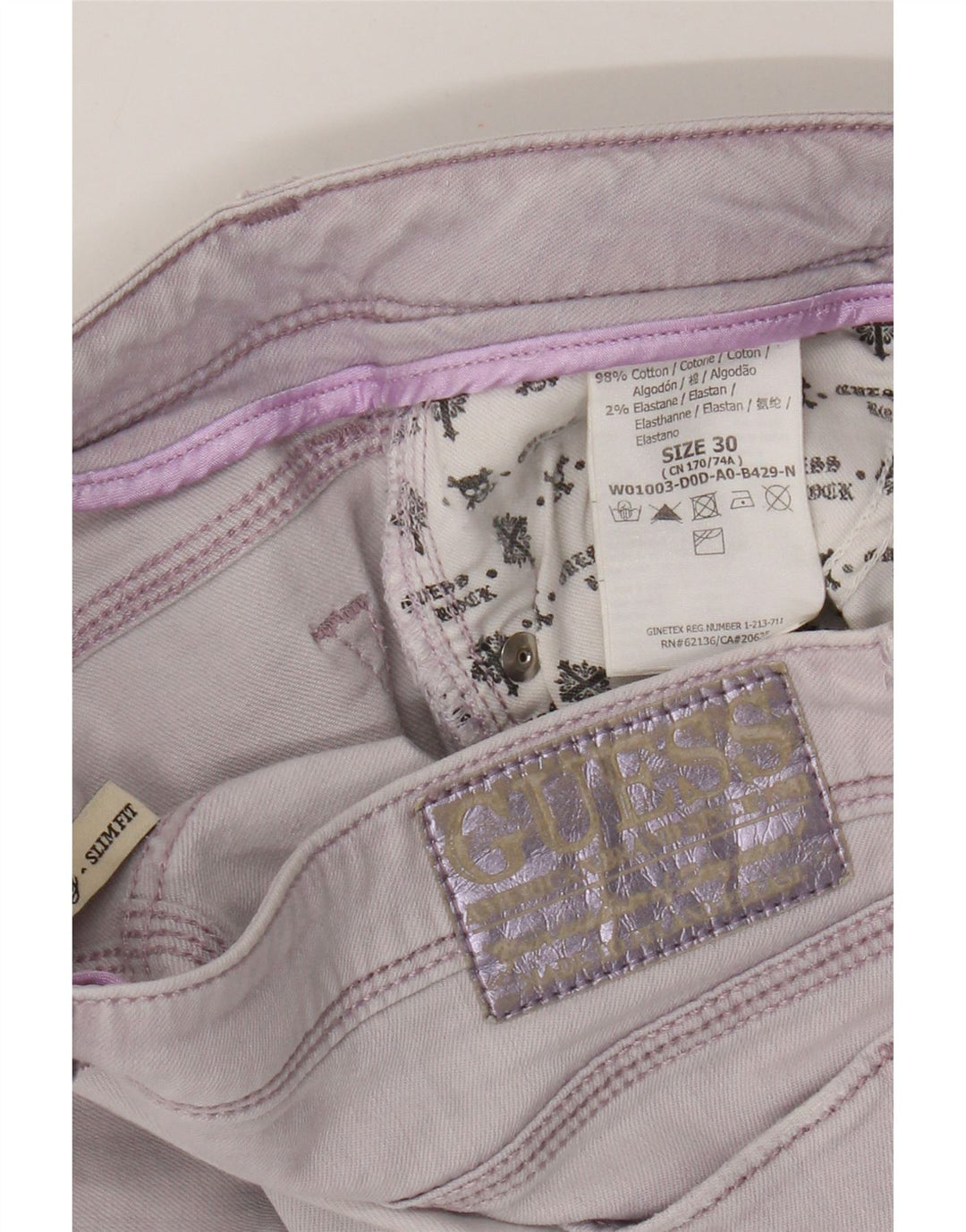Guess Женские узкие джинсы W30 L26 Фиолетовый хлопок