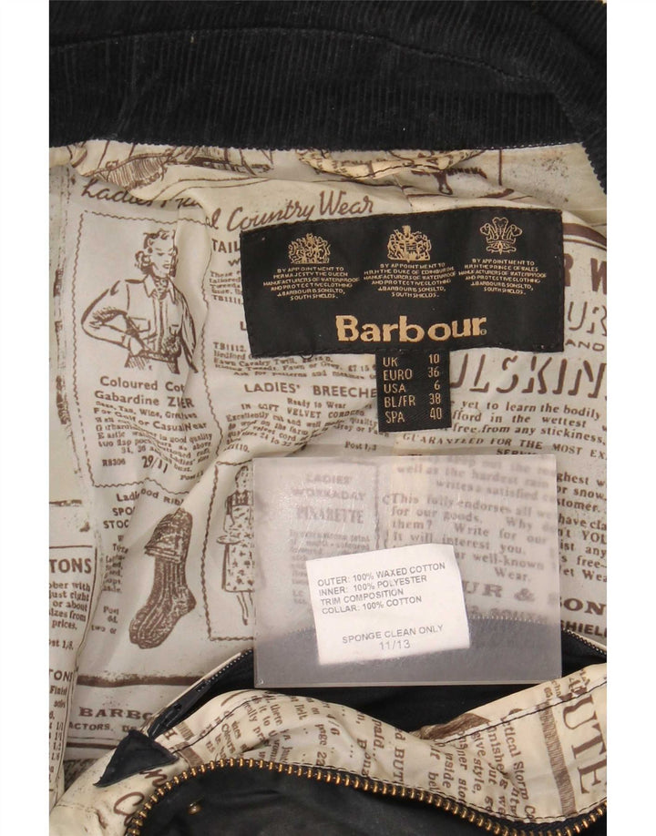 Женская куртка Barbour из вощеного хлопка UK 10, маленькая, черная