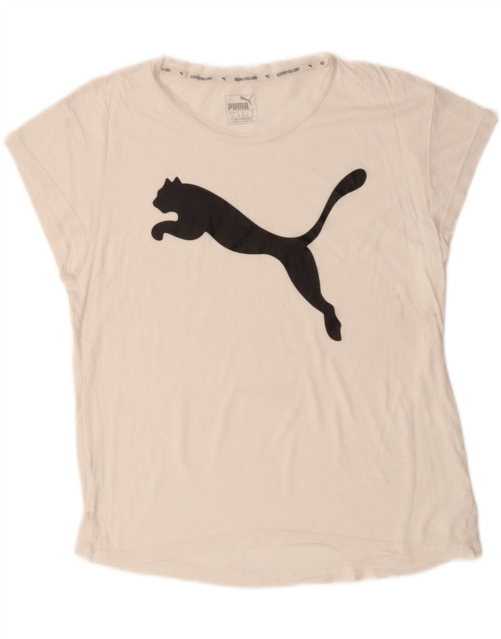 PUMA Womens Graphic T-Shirt Top UK 10 Small White Vintage Puma and Second-Hand Puma from Messina Hembry 