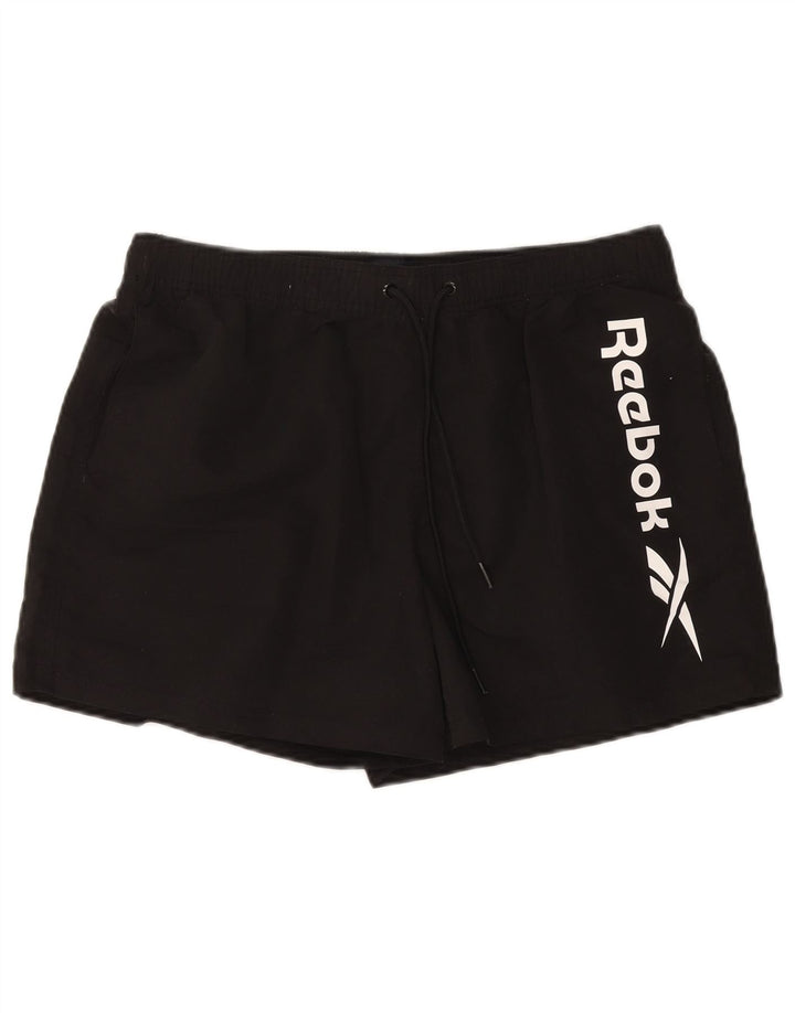 Мужские спортивные шорты Reebok с рисунком, большие черные из полиэстера