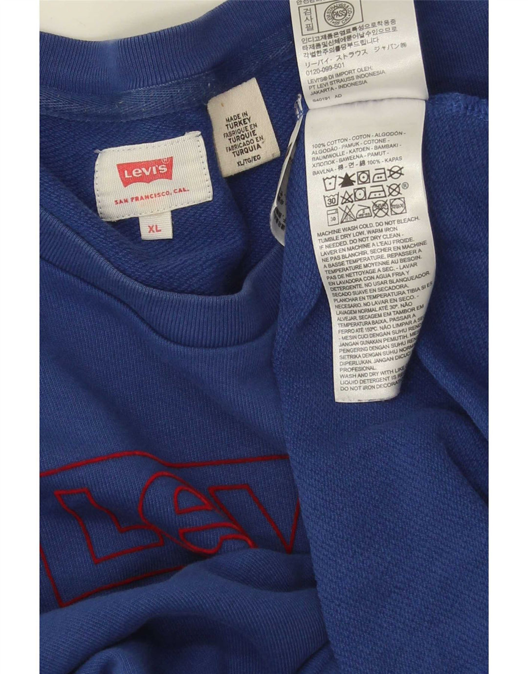 Мужской свитшот с рисунком Levi's, XL, синий хлопок