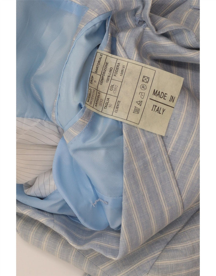 Мужской пиджак A.Basile на 3 пуговицах IT 50, лен в большую синюю полоску