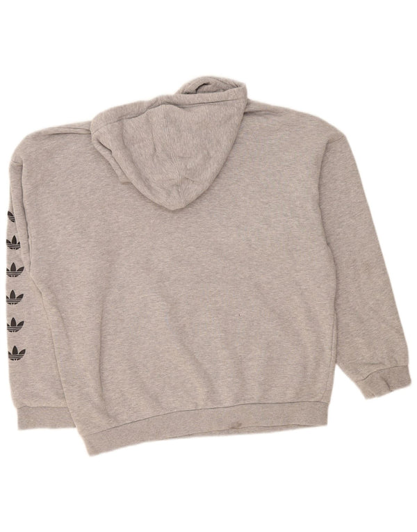 Женский джемпер с капюшоном Adidas Oversized с рисунком UK 12, хлопковый средний серый цвет