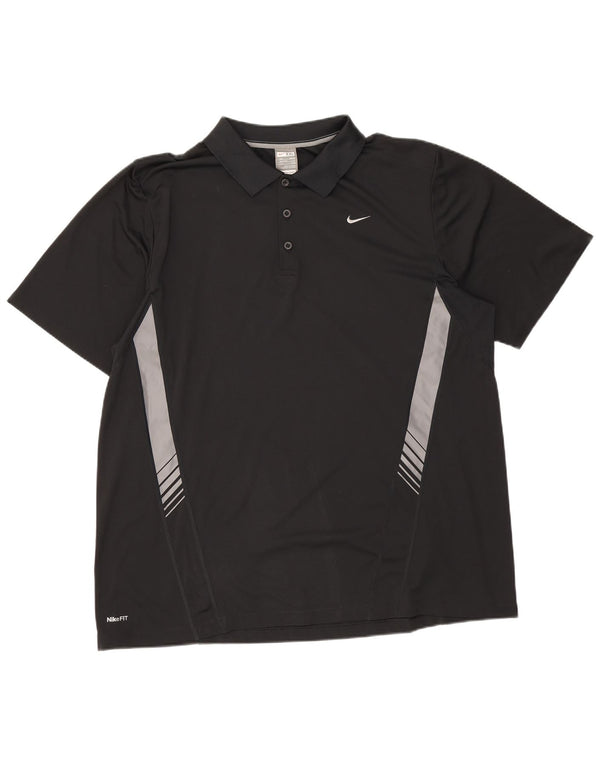 Мужская рубашка-поло Nike UK 47/48 2XL, черная, полиэстер с цветными блоками