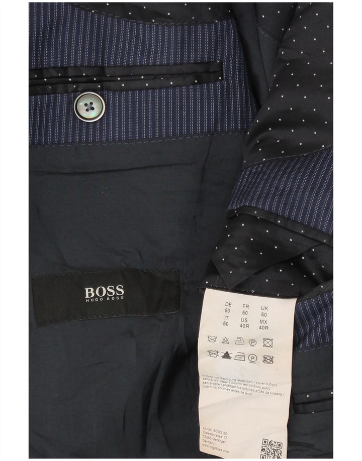 Мужской пиджак с 2 пуговицами Hugo Boss EU 50, большой темно-синий в тонкую полоску