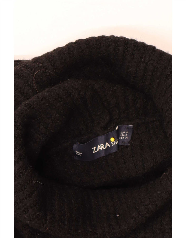 Женский свободный джемпер с высоким воротником Zara UK 10, маленький черный акрил