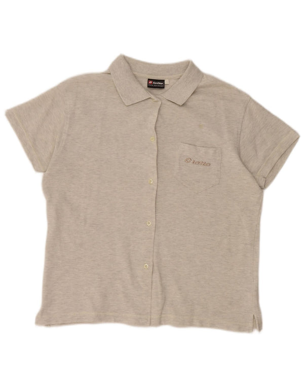 LOTTO Женская рубашка-блузка с коротким рукавом UK 20 2XL Серый хлопок