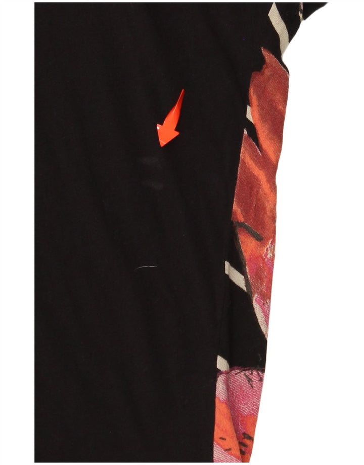Женская футболка DESIGUAL Top UK 14 Medium Black с цветочным принтом