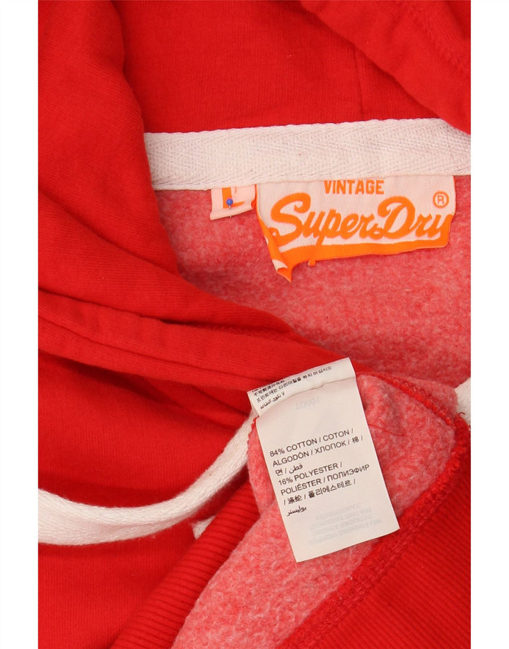 SUPERDRY Женский джемпер с капюшоном с рисунком UK 16, большой красный хлопок