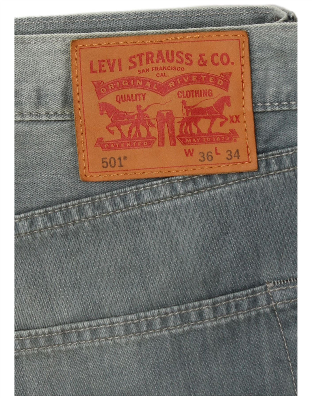 Мужские прямые джинсы LEVI'S 501 W36 L29 синие, хлопок
