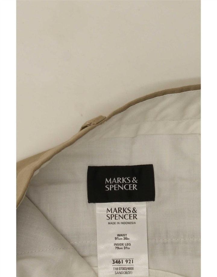 Мужские костюмные брюки Marks & Spencer W36 L31 бежевого цвета из полиэстера