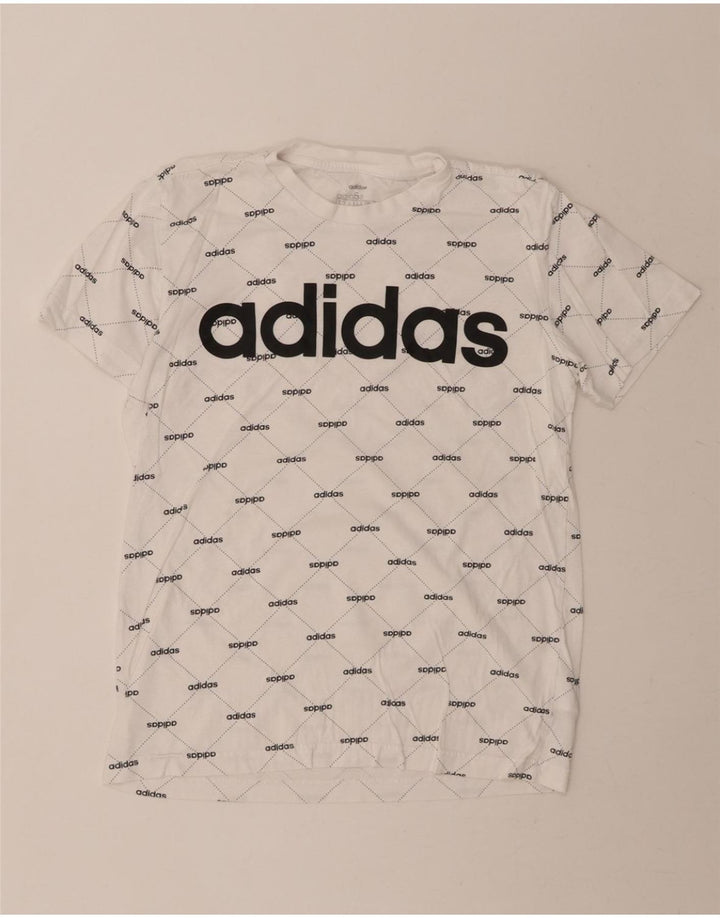 ADIDAS Mens Graphic T-Shirt Top Small White Cotton Vintage Adidas and Second-Hand Adidas from Messina Hembry 
