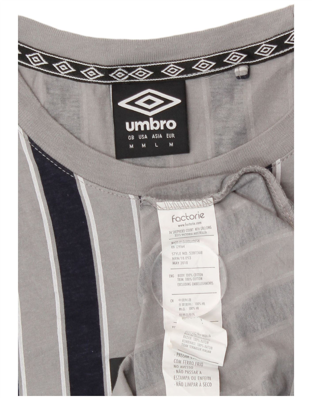 Мужской топ с рисунком Umbro, длинный рукав, средний серый цвет, полосатый хлопок