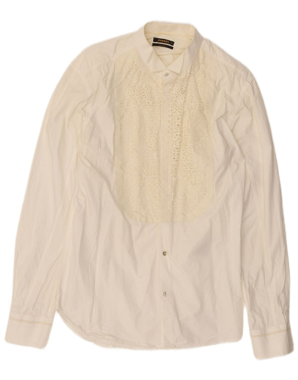 Мужская рубашка-смокинг DIESEL XL, белый хлопок с геометрическим узором