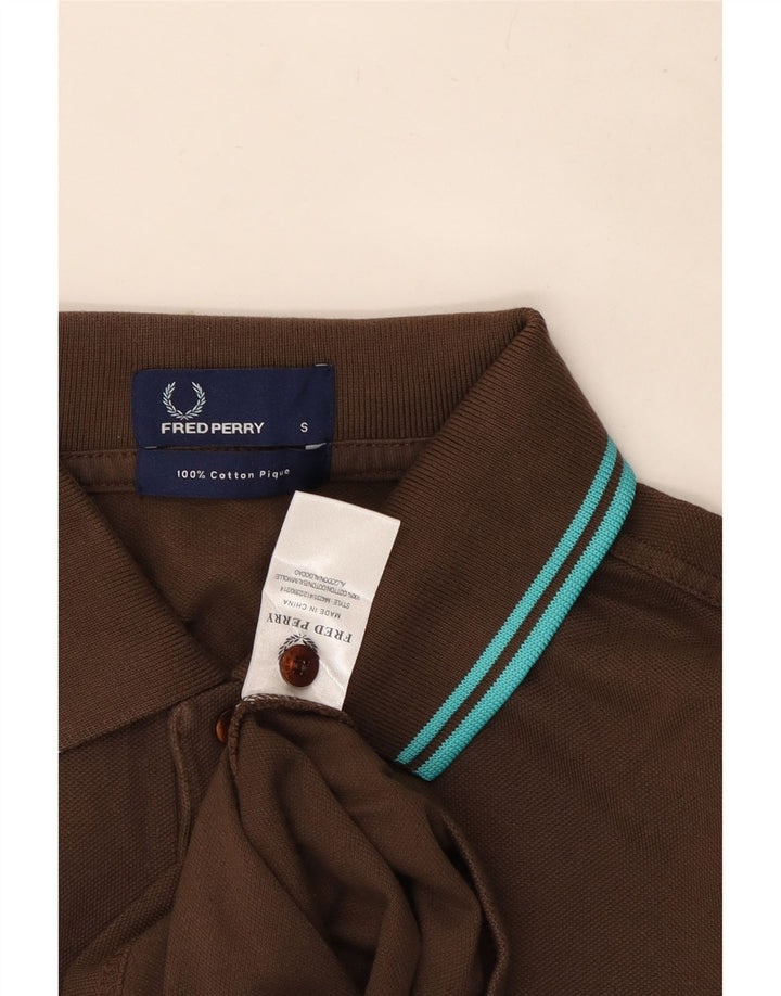 Мужская рубашка-поло с длинным рукавом Fred Perry, маленький коричневый хлопок
