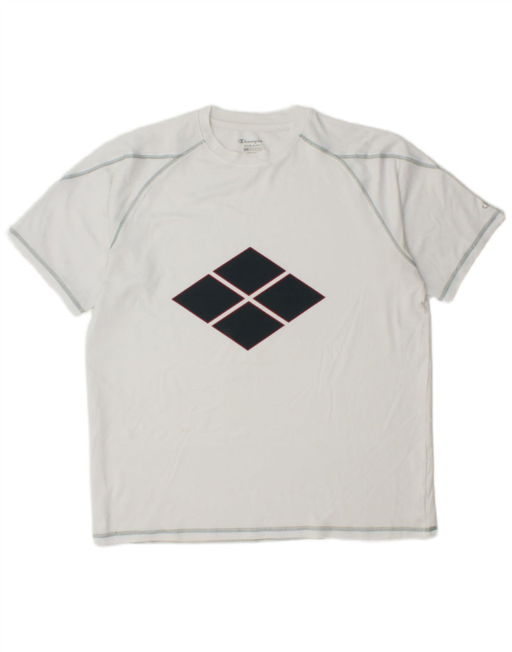 CHAMPION Mens Graphic T-Shirt Top Medium White Polyester