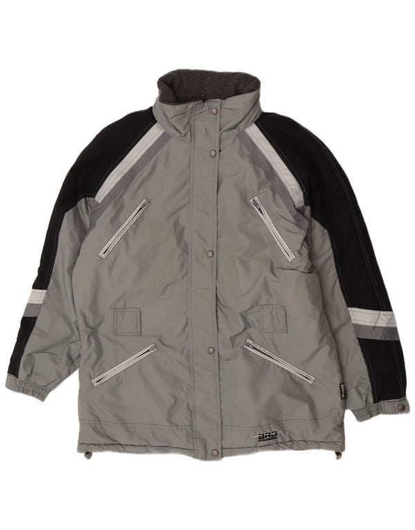 Brugi Womens Hooded Loose Fit Ski Jacket IT 50 XL Grey Colourblock