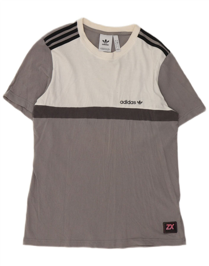 Мужская футболка Adidas Top Small Grey из хлопка с цветными блоками
