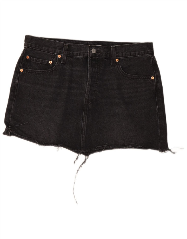 Женская джинсовая юбка Levi's W31, хлопковая, среднего размера, черная