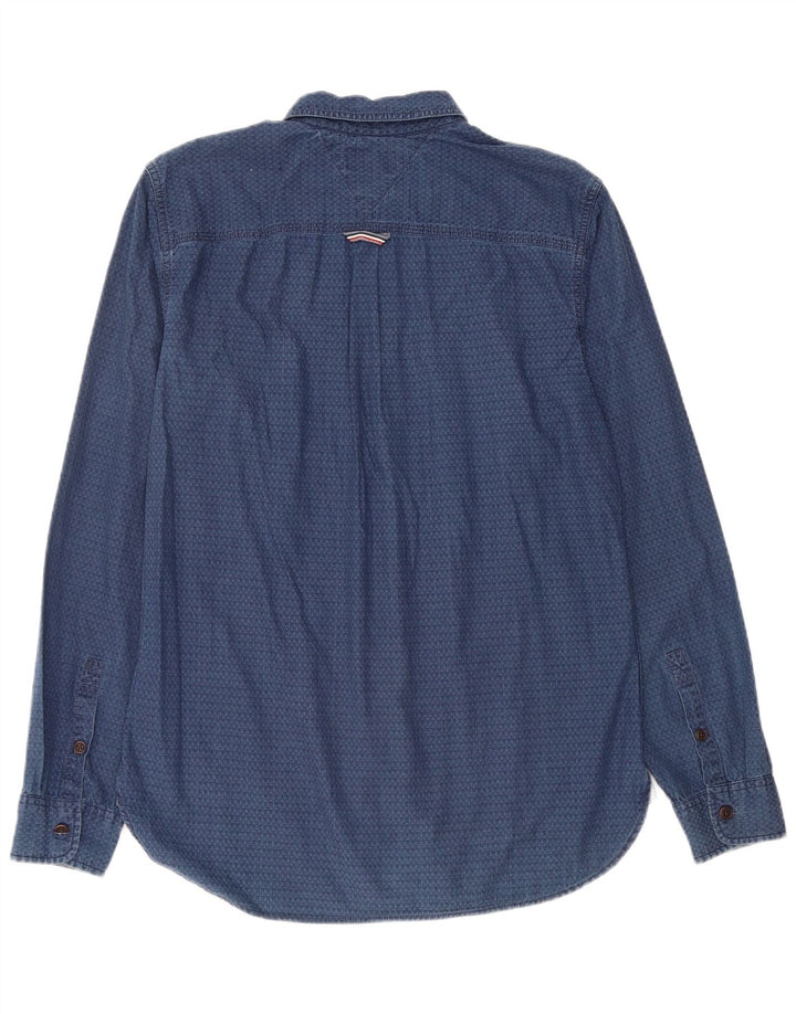 TOMMY HILFIGER Womens Shirt Medium Blue Geometric Cotton