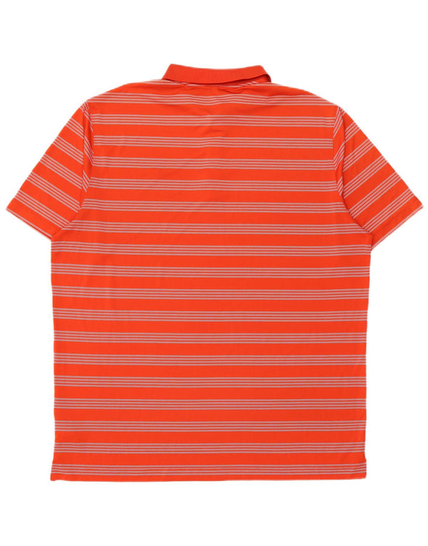 Мужская рубашка-поло Nike Dri Fit 2XL, полиэстер в оранжевую полоску