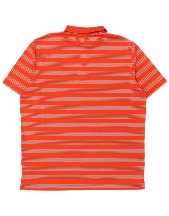 Мужская рубашка-поло Nike Dri Fit 2XL, полиэстер в оранжевую полоску
