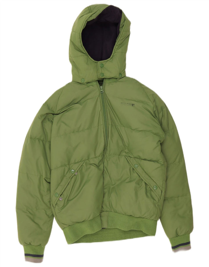 Пуховая куртка с капюшоном и графическим рисунком для мальчиков Woolrich, 13–14 лет, зеленая