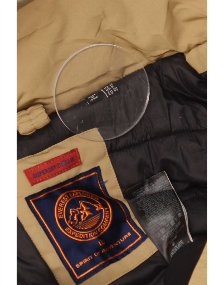 Женская парка Superdry с капюшоном UK 12, средний бежевый, полиэстер