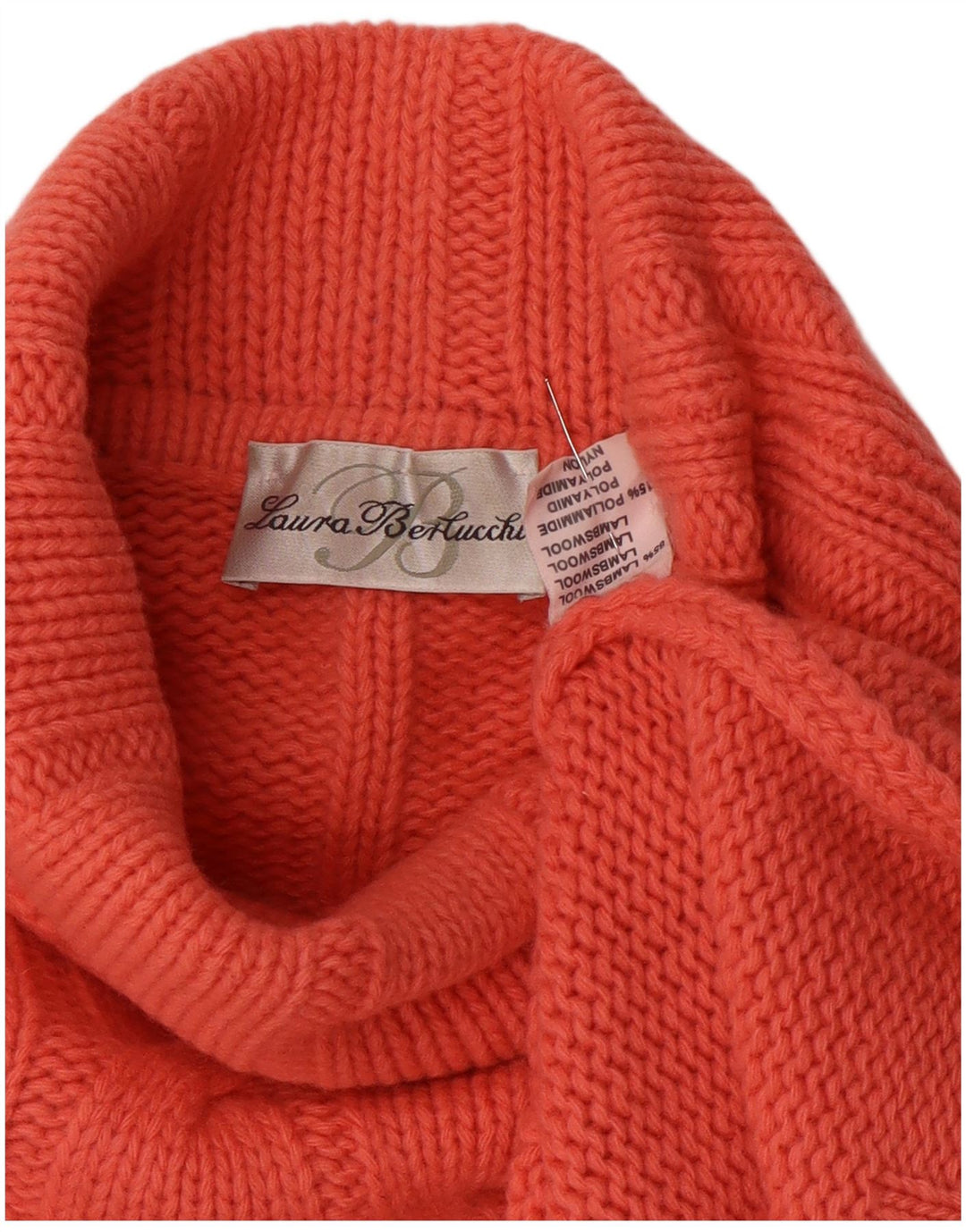 Женский джемпер с высоким воротником Laura Berlucchi, большой розовый цвет из овечьей шерсти, Великобритания 16