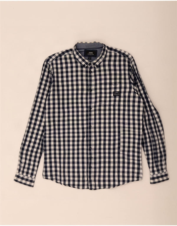 Мужская рубашка Jack & Jones 2XL, синяя, хлопок в мелкую клетку