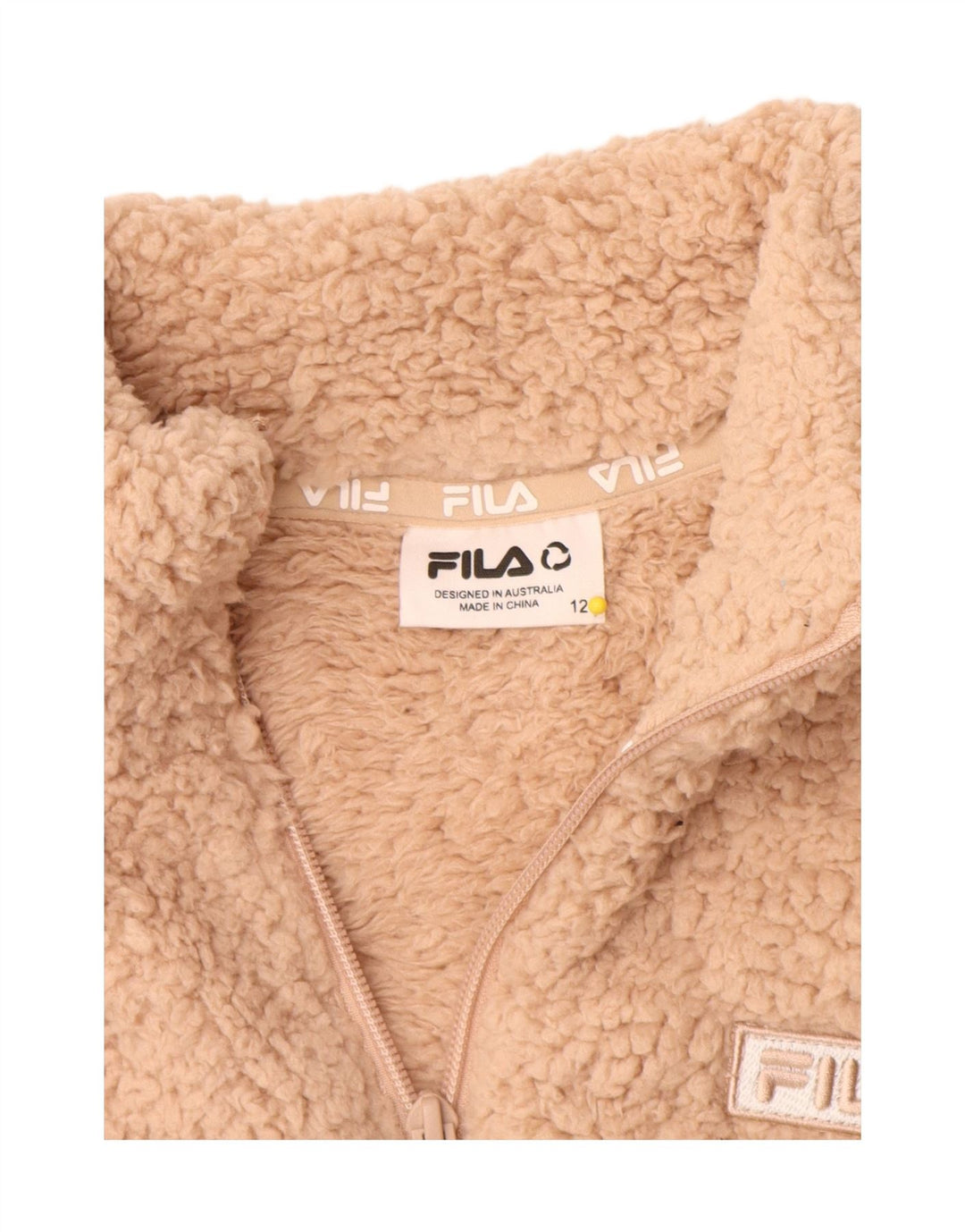 Fila Женская Флисовая Куртка UK 12 Средний Бежевый Полиэстер