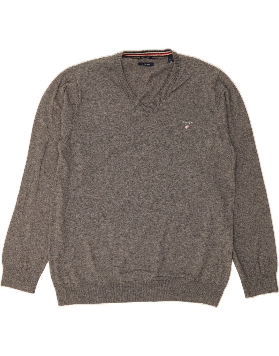 GANT Mens V-Neck Jumper Sweater XL Grey Cotton Vintage Gant and Second-Hand Gant from Messina Hembry 